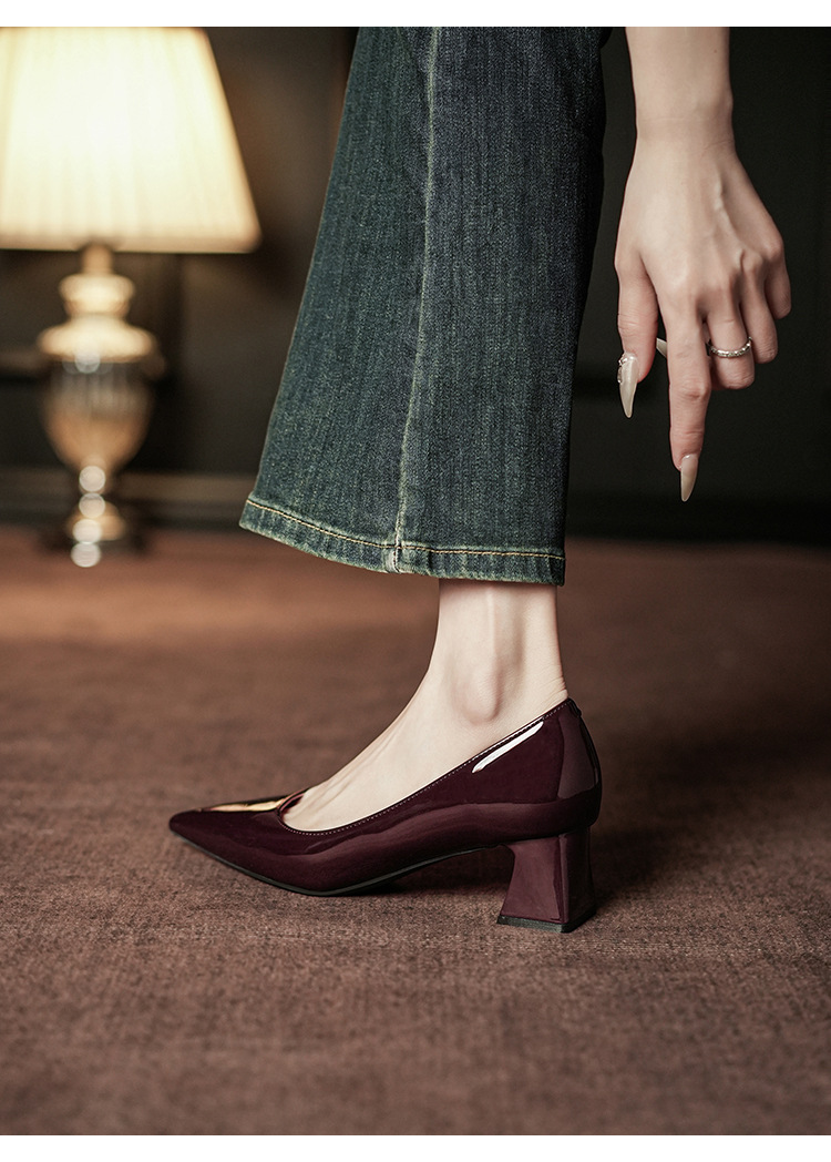 5001B Elegante High Heels für den Berufsalltag, weiche Sohle, Lederschuhe, Blockabsatz, für Damen_voghion.com