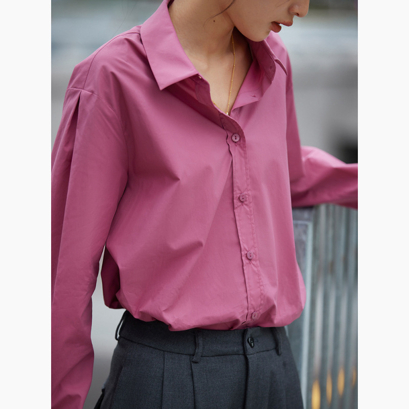 女性用の既製の綿シャツ、女性用の新しいスタイルの綿クラインブルールーズシャツジャケット|undefined