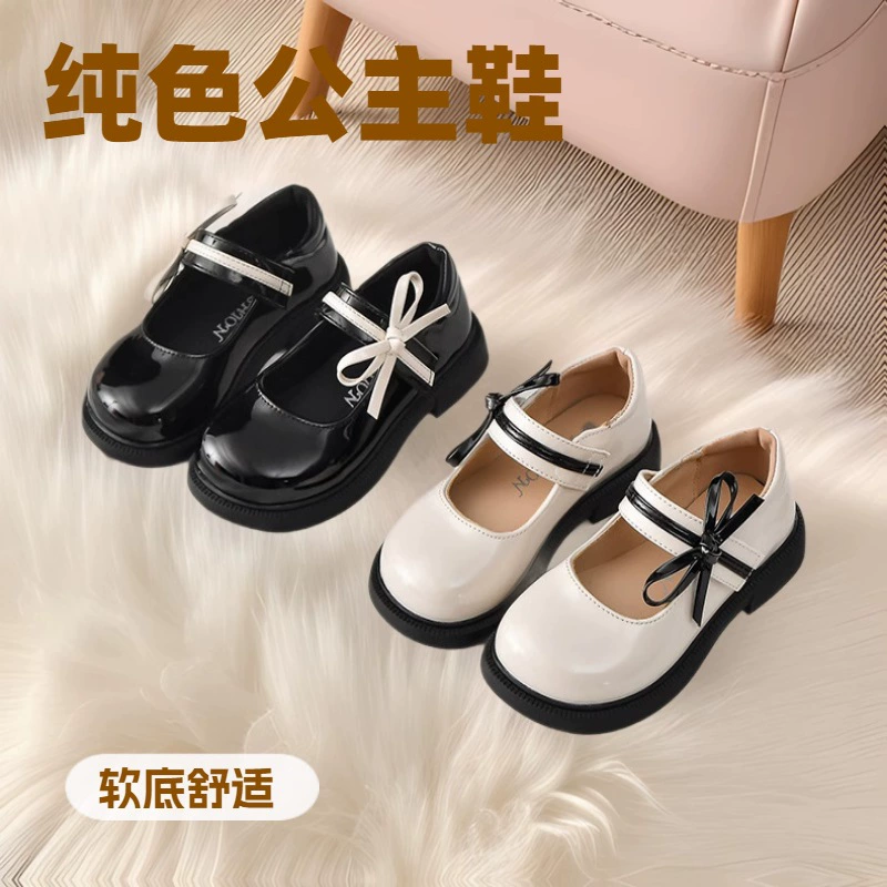 Детские туфли для девочек весна 2025, новые, чёрные, маленькие, ароматные, принцессы, мягкая подошва, маленькие кожаные туфли