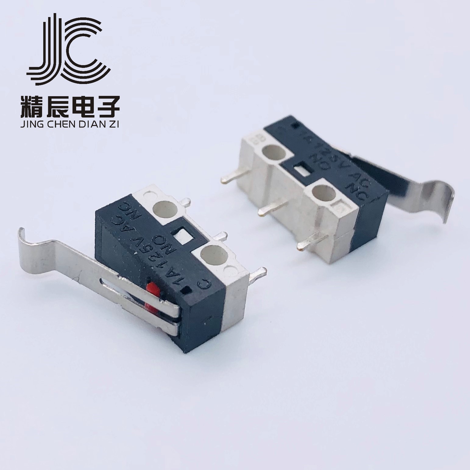 Mouse switch with long curved handle, three-legged straight leg 2A125V micro switch, travel switch, factory wholesale