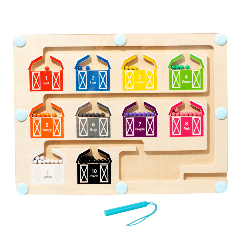 Laberinto cognitivo digital de los niños juguete educativo magnético tablero de conteo magnético pluma caminando grano laberinto juguete de madera