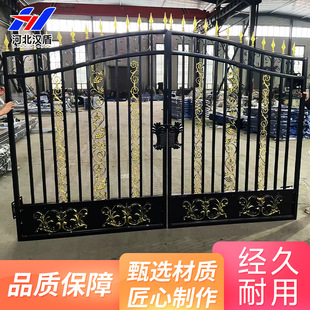 厂家定制铁艺大门新农村自建房别墅庭院双开铁门学校工厂锌钢大门-阿里巴巴
