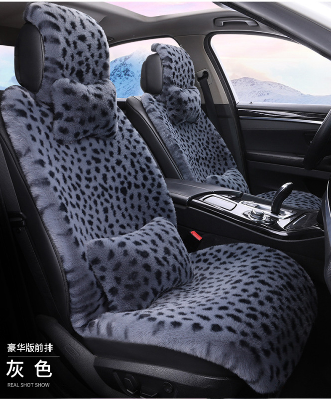 新しい冬のぬいぐるみの車のクッションネットの赤いヒョウの紋様のぬいぐるみの5つの共通のシートの快適な保温のクッション|undefined