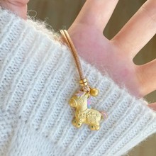 描金可爱小马黄金色珐琅马上有钱DIY挂坠长款项链女吊坠毛衣链款