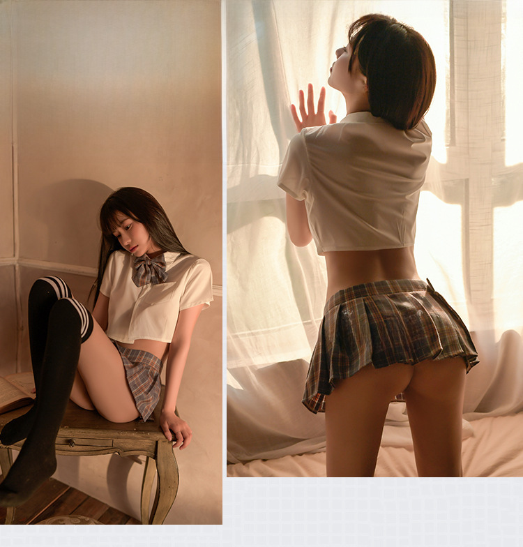 Yiyue Sexy Unterwäsche Studentenkleid Sexy jk Uniform Versuchung Heißer Faltenrock Rollenspiel-Set 8199_voghion.com