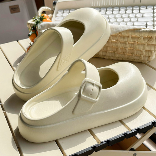 New Mary Jane Slippers for Women, Summer Outdoor Wear, Japanese Student Style with Rounded Toe and Soft Sole, Cute Women's Slides, Beach Slippers