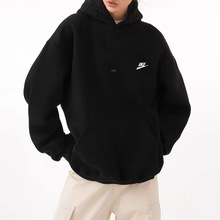 跨境一件代发男士外套秋钩子纯色休闲百搭重磅棉上衣卫衣连帽情侣