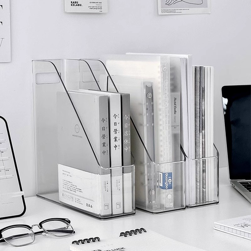 Bookstand for A4 Paper Files and Books, Acrylic Transparent Storage Shelf for Desk and Office