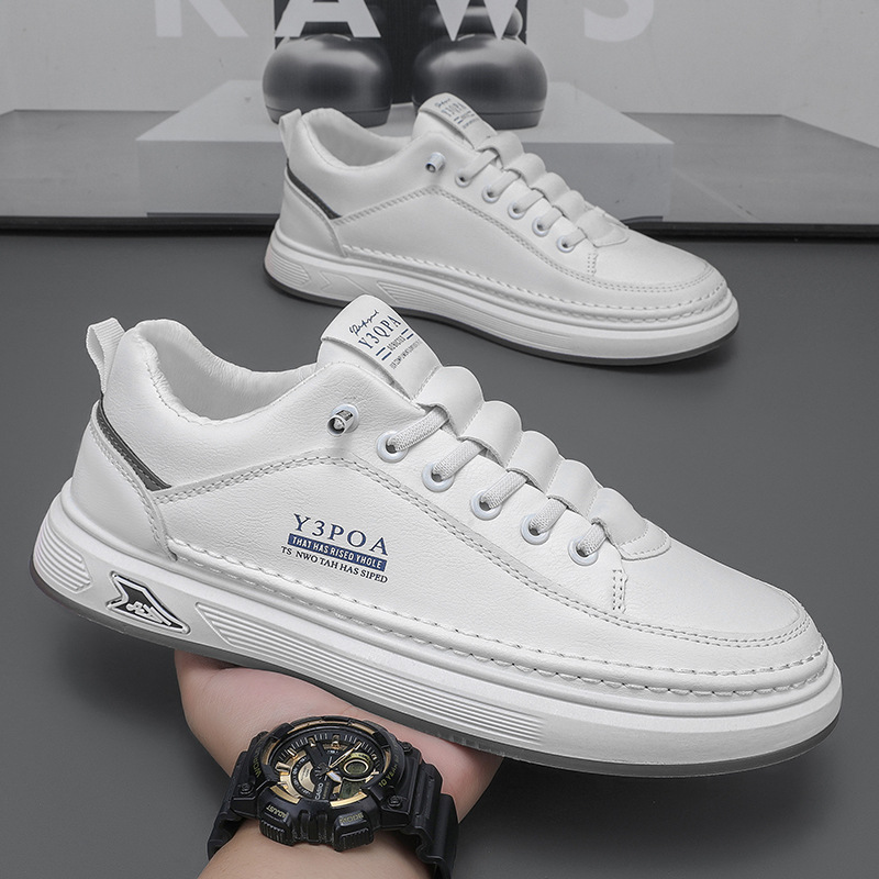 2025 primavera zapatos de hombre nuevos zapatos blancos transpirables tendencia de los hombres zapatos deportivos de plataforma de todo fósforo zapatos de deporte casuales zapatos de moda
