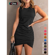 Y 52745 Sleeveless round neck bodycon dress ����Բ���������