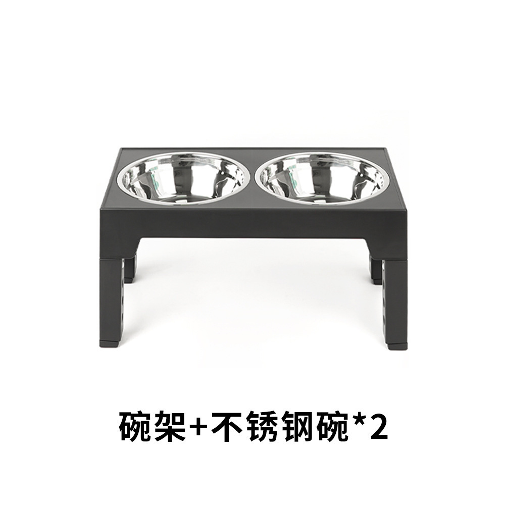 Tazón elevado de acero inoxidable para mascotas, anti-vuelco, grande, comida y agua