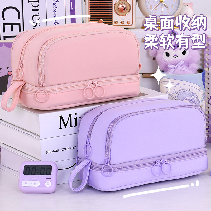 Venta caliente de Amazon Estuche para lápices de ventana de cuatro ventanas de alto valor Estuche de papelería para estudiantes de primaria y secundaria Estuche para lápices de gran capacidad