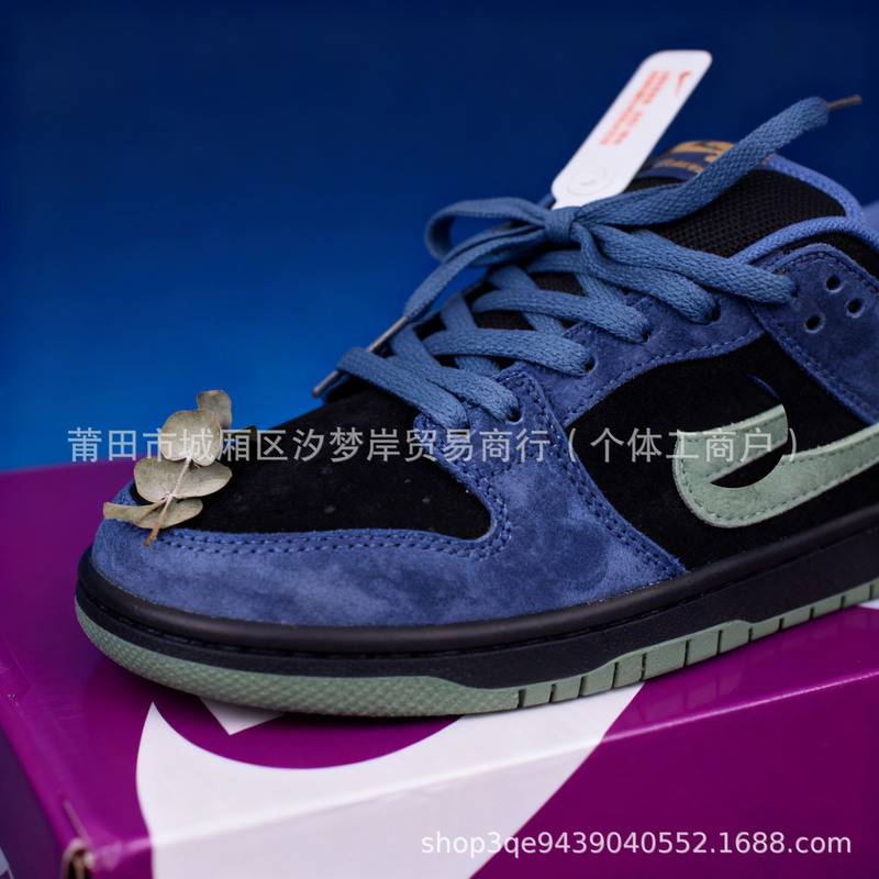 Co-Branded Dunk Low Low-Top Sneakers for Men and Women, Sports and Casual Shoes, Black and White, Matcha Green, White, Black, Blue, Gray and White Silk