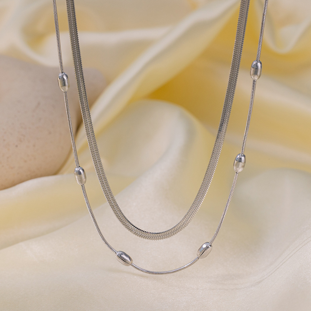 Pulsera de Acero de Titanio de Dongguan, Estilo Europeo y Americano, Diseño de Doble Cadena con Cuchillas, Exagerada, Hip-Hop, para Otoño e Invierno, No se Destiñe, para Mujer