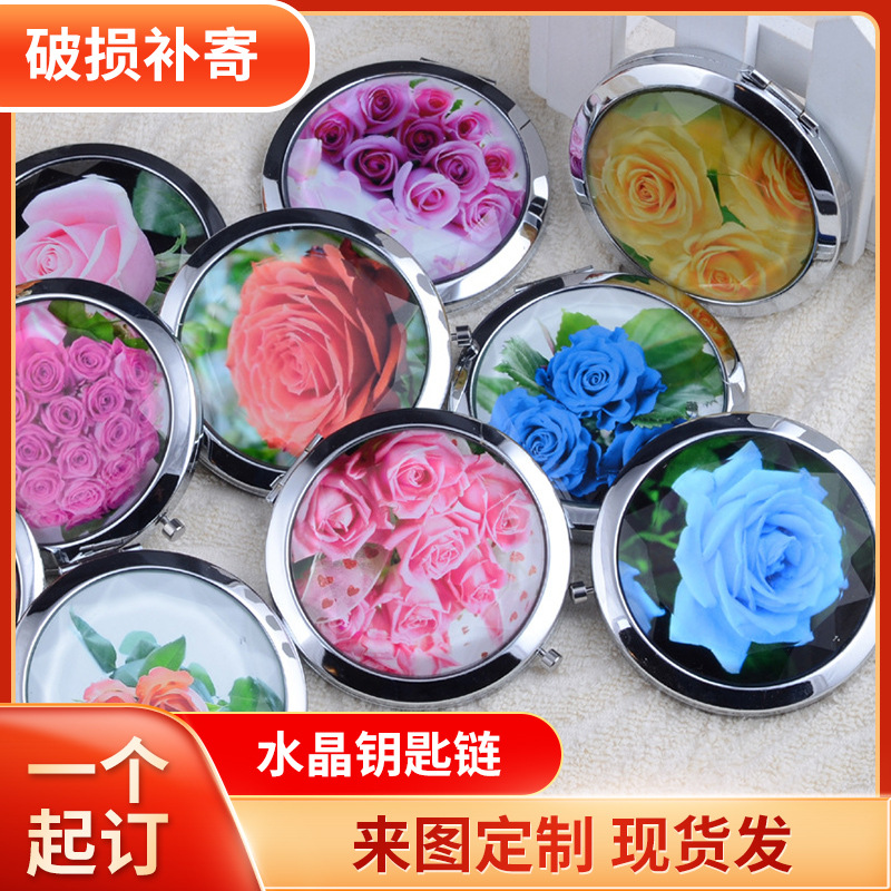 厂家批发景区旅游纪念随身化妆镜个双面个性创意折叠镜圆形小镜子|ru