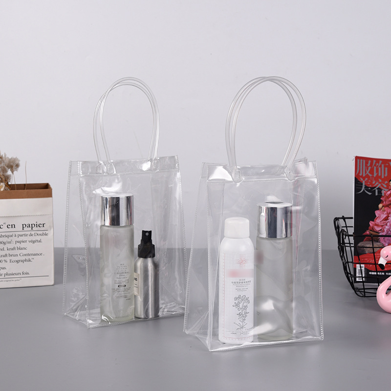 PVC简约风手提袋  礼品塑料包装袋定制 logo网红透明手提袋定制