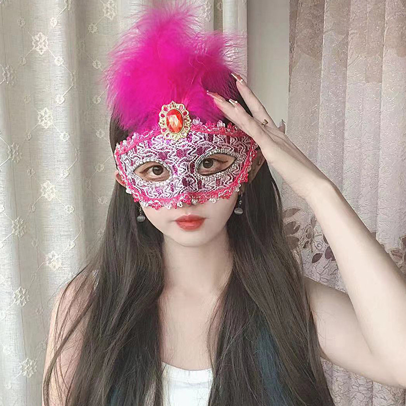 Princesa de media cara Máscara de plumas de estilo antiguo Masquerade Show Fotografía COS Artículos sexuales Suministros de Halloween
