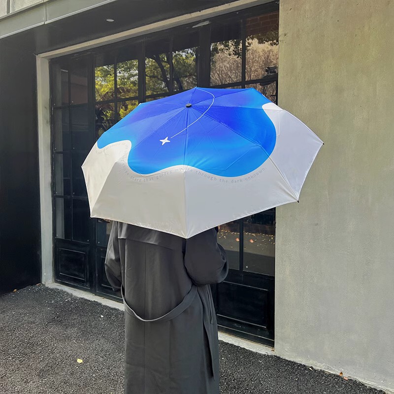 New high-grade folding dual-purpose sunshade umbrella for men and women sunscreen UV protection three-fold black rubber automatic umbrella