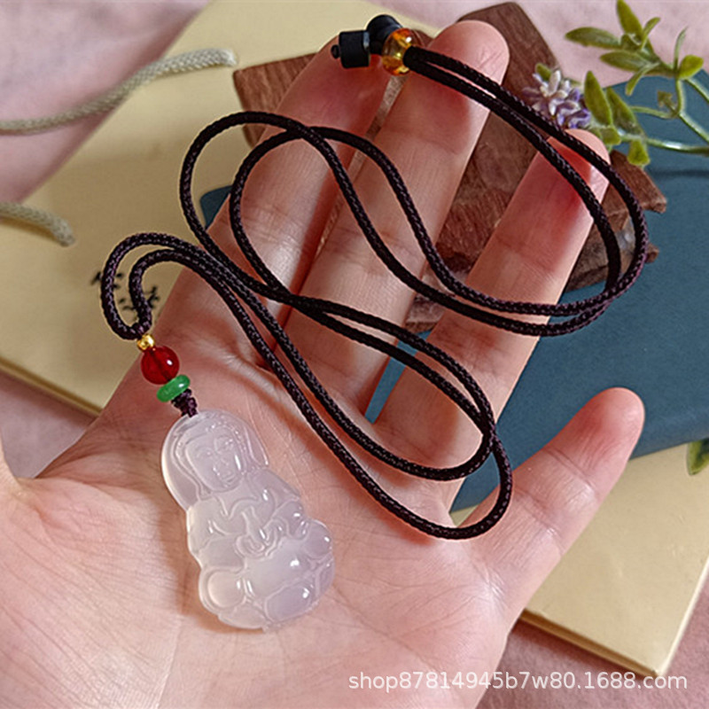 메인 드로잉 로프 (37*22mm 정도) 가있는 흰색 옥수 관음