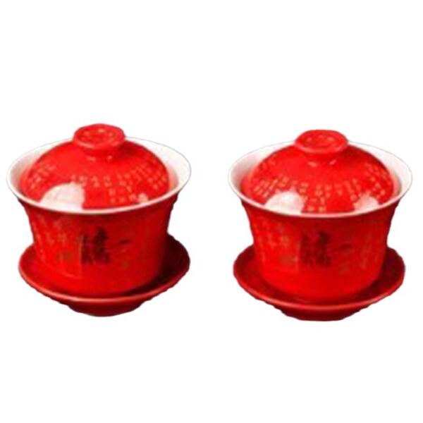 red festive tea cup