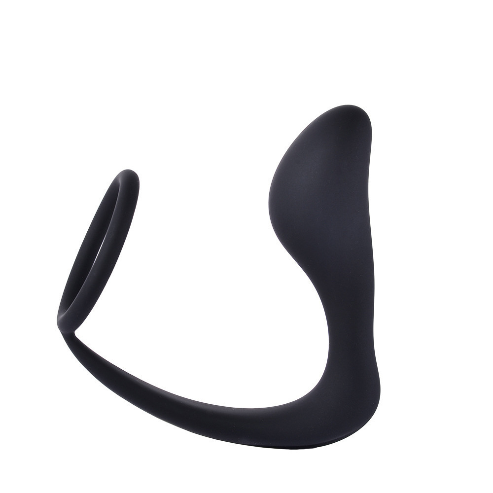Men’s Silicone Prostate Massager Plug with Sperm Lock Ring, Black — detail image 1