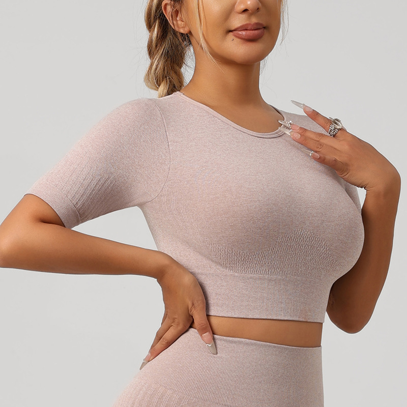 ropa interior deportiva transfronteriza mangas cortas pantalones cortos pantalones largos set mujer antichoque correr de alta intensidad yoga acondicionamiento físico espalda image 60