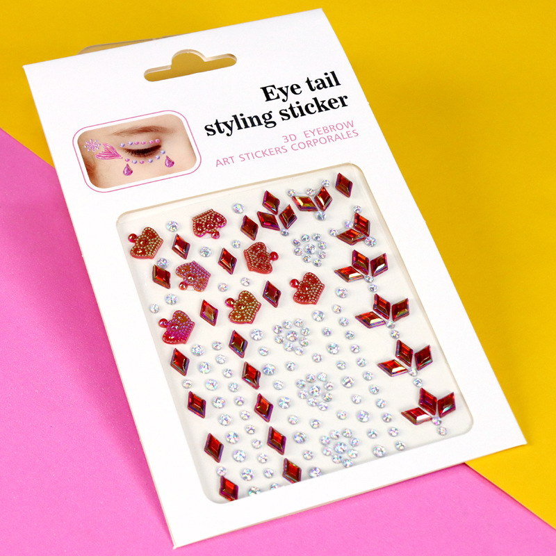 Pegatinas de Pedrería para Maquillaje Facial y Ojos de Resina Autoadhesivo Brillante para Maquillaje Facial y Ojos