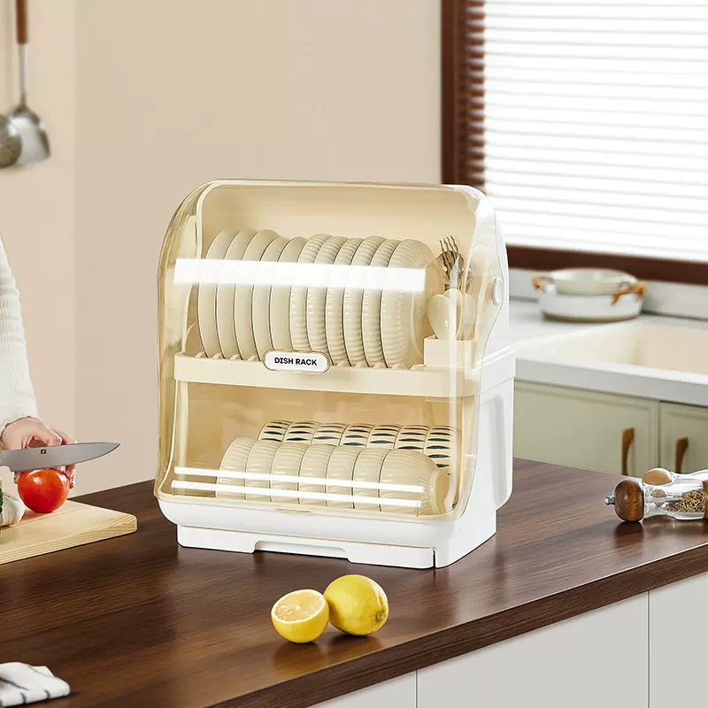 厨房碗架碗筷收纳盒带盖放餐具装碗箱碟盘沥水置物架塑料碗柜家用