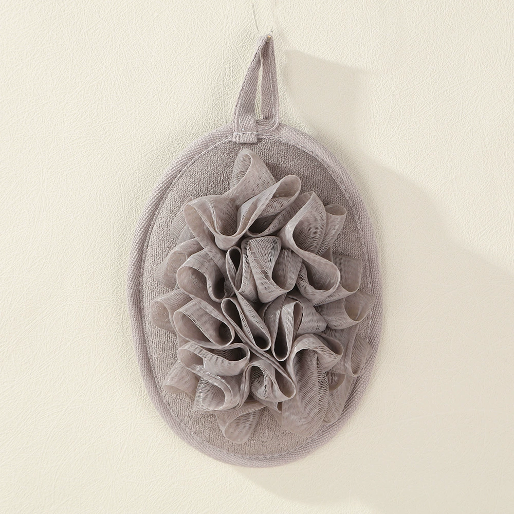 Loofah Bath Sponge (Natural), Cotton‑Linen & Loofah, Multiple Sizes 8×8–12×12 cm