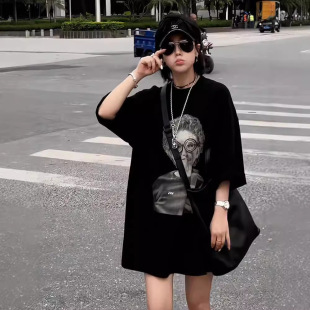 American Hip-Hop Fashion Brand Retro Design Sense Printed Short-Sleeved T-Shirt Women's Summer Pure Cotton Niche Casual Loose Top