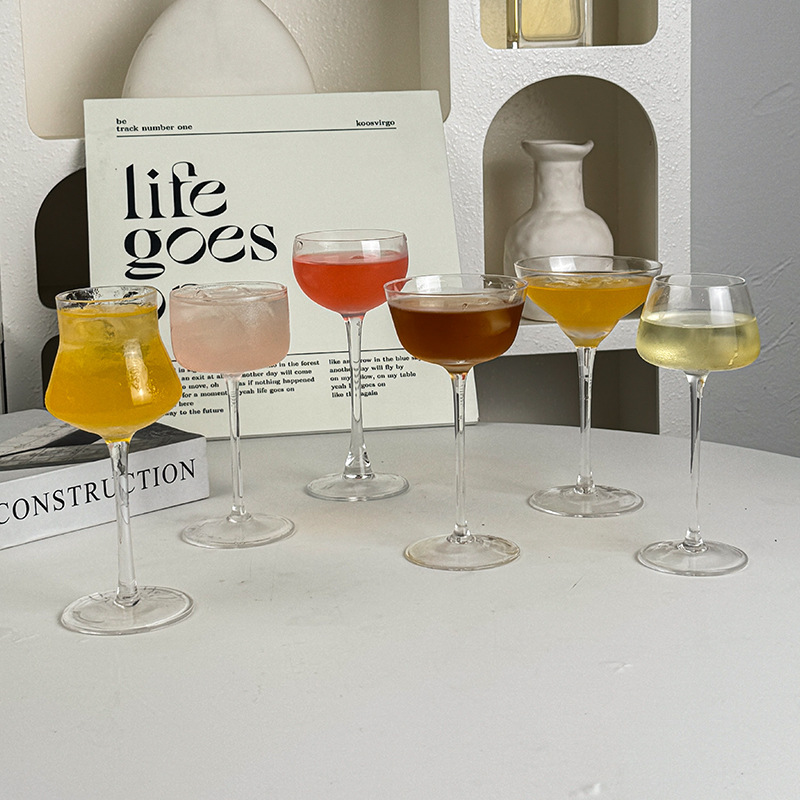 Taza Martini, taza de cóctel, taza de pie alto, taza de cuerno japonesa Kimura, taza de taza Tata, taza de vidrio