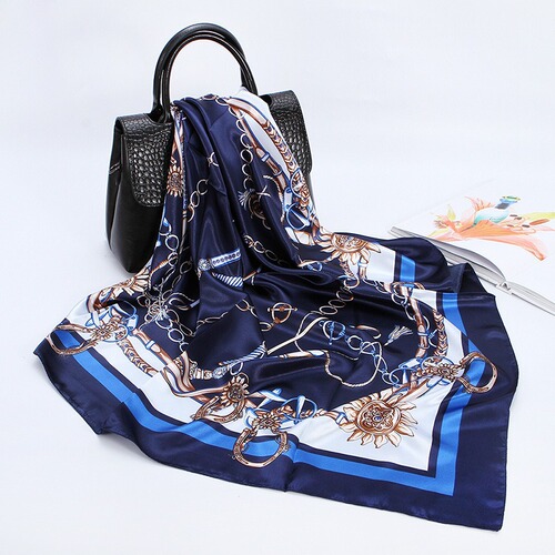 Elegant Silk Scarf for Women, Silk Square Scarf, Simulated Silk Gift Scarf, New Silk Satin Color Gauze Scarf with Print, Shawl Style, Wholesale