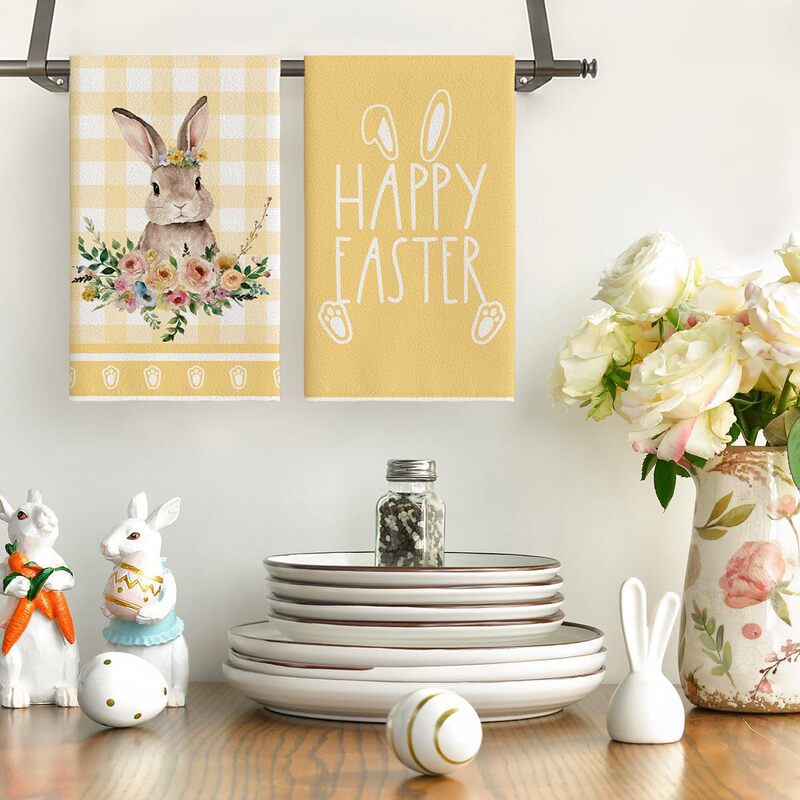 Cross-border Easter Kitchen Towel Absorbent Dishwashing Cloth Holiday Atmosphere Decorative Hand Towel Household Cleaning Cloth
