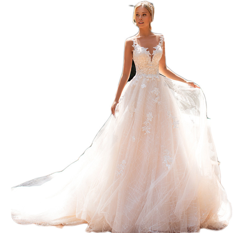 Vestido de novia ligero 2026, nuevo estilo elegante europeo y americano, con doble hombro, escote en V profundo, estilo forestal, encaje, elegante, corte ajustado, cola de sirena.