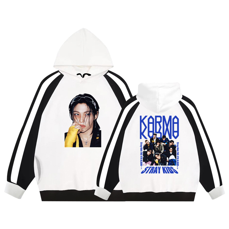Straykids Album Returns Karma 4Th Character Design Hoodie Autumn and Winter Fleece-Lined Color Jacket for Women Straykids Album Returns Karma 4Th Character Design Hoodie Autumn and Winter Fleece-Lined Color Jacket for Women
