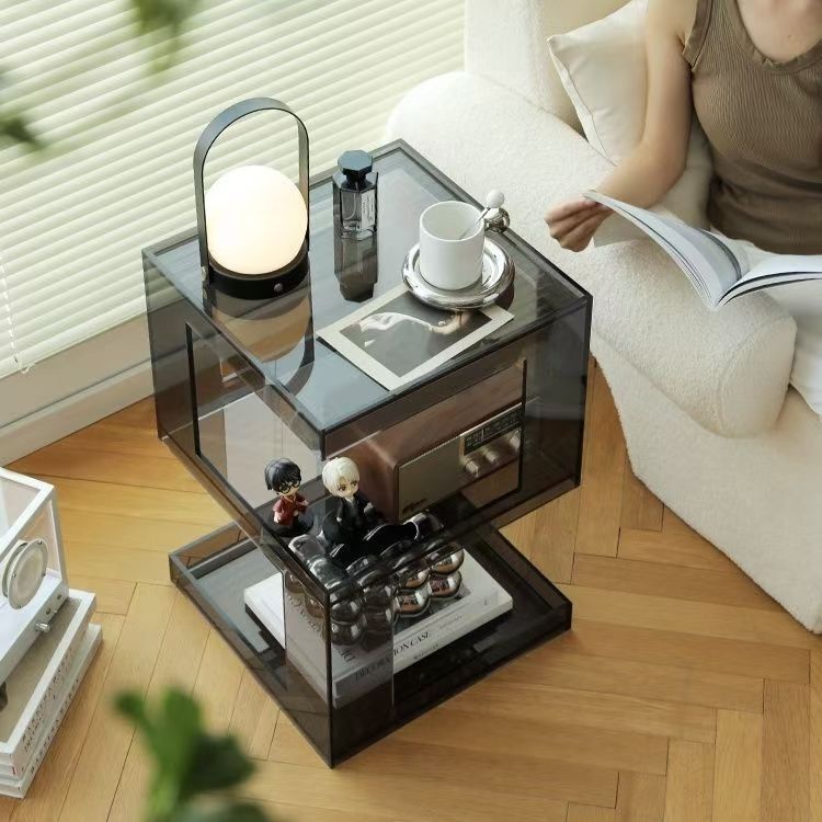Light Luxury Inspiration Modern Simple Creative Acrylic Living Room Side Table Sofa Table Storage Coffee Table Paint-Free and Environmentally Friendly