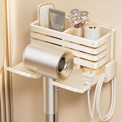 ヘアドライヤー棚穴なしトイレ収納ドライヤー掛け浴室シンプル壁掛け式風筒スタンド