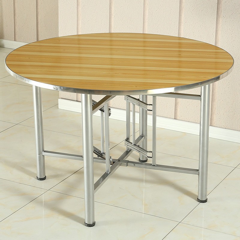 Large Round Tabletop with Glass Turntable Folding Table Frame Dining Table Canteen Dining Table Country Home Hotel Table