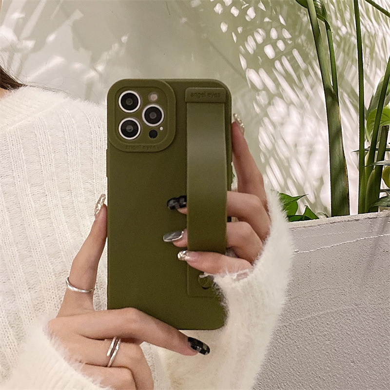 INS Otoño e Invierno marrón adecuado para iPhone14 Apple 12/13Pro Max correa de muñeca teléfono caso Xsmax silicona 11