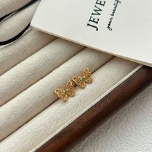 s925镂空蝴蝶耳钉女时尚简约饰品个性小众设计新中式高级感饰品