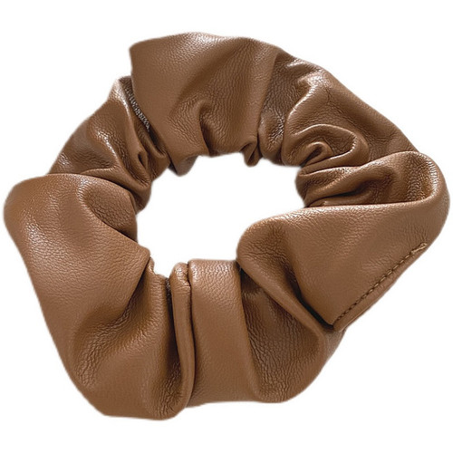 Korean new autumn and winter gentle milk tea color leather hair accessories, elegant and elegant pu leather large intestine hair ring leather hair rope