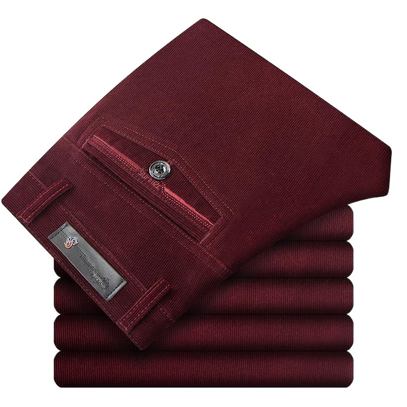 Pantalones de pana de primavera y verano para hombres sueltos de mediana edad y ancianos pantalones casuales de pana papá pana de cintura alta pantalones elásticos rectos