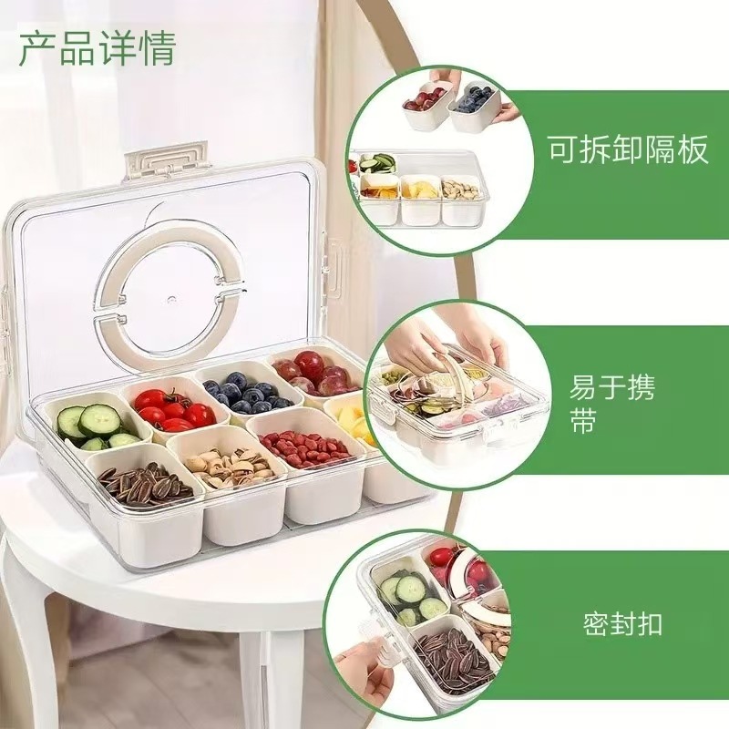 Caja de conservación de frutas sellada para viajes internacionales, caja de condimentos dividida, caja de ingredientes portátil para pícnic y excursiones de otoño, apta para alimentos y con capacidad para hielo en polvo.