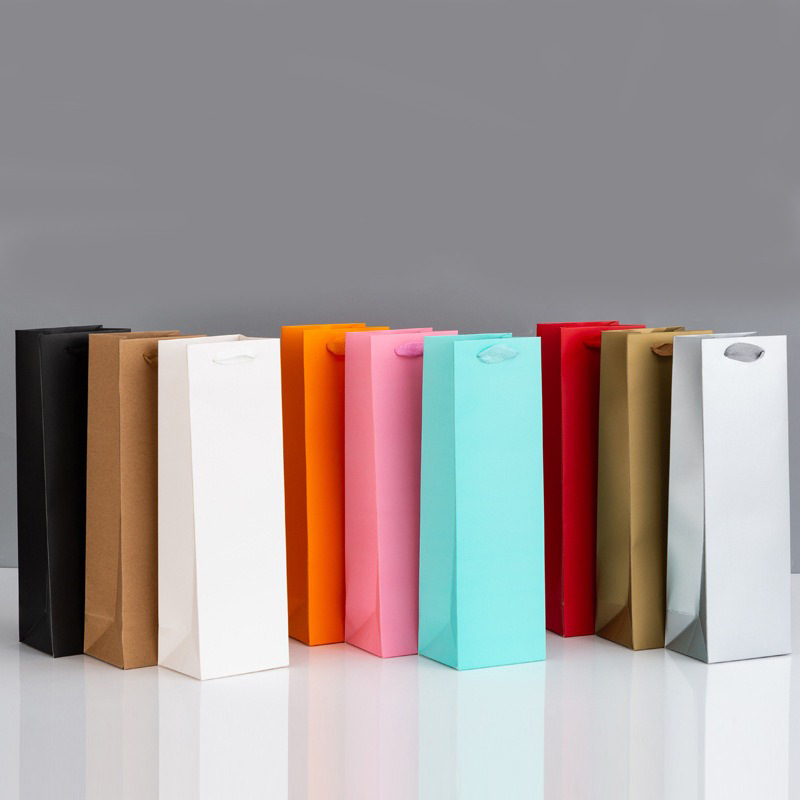 红酒袋子单瓶牛皮纸袋包装袋酒水打包袋红酒手提袋现货黑色酒袋子