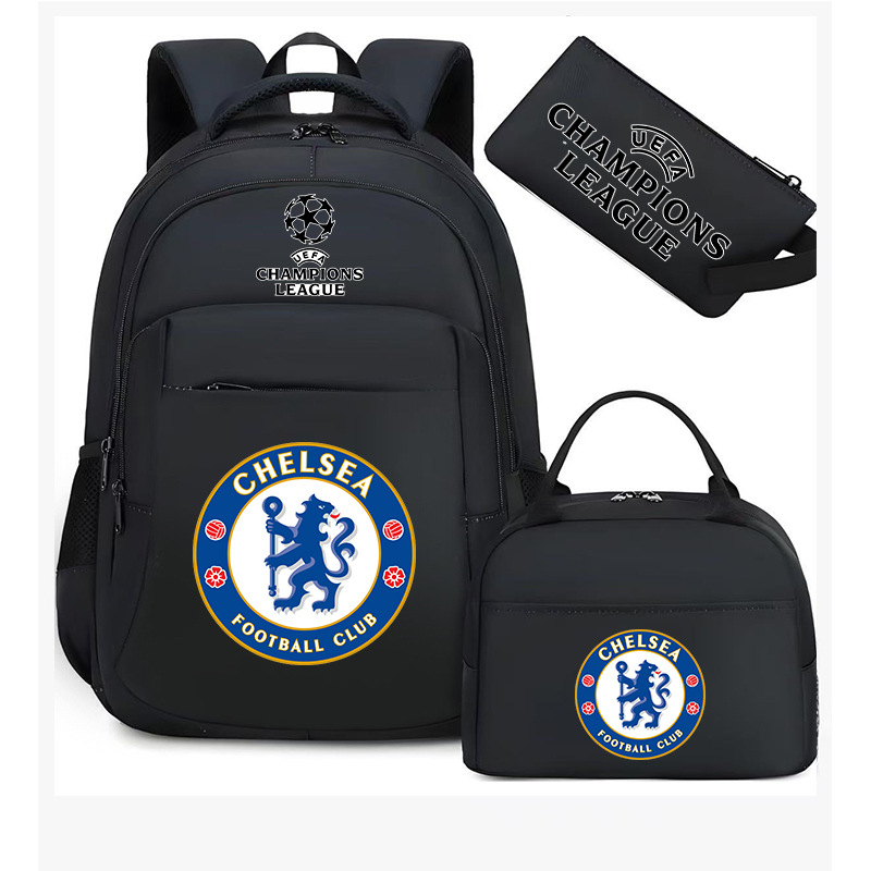 Aficionados al fútbol del Real Madrid Chelsea estudiantes de primaria alrededor de la mochila del Bayern mochila de tres piezas de gran capacidad