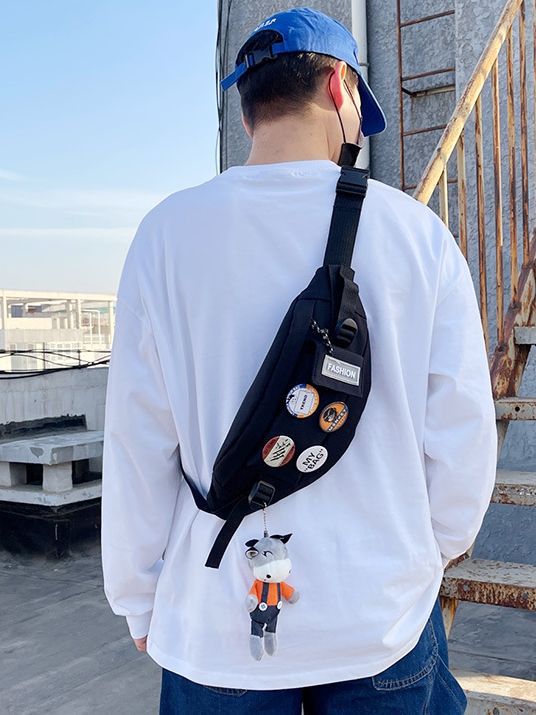 Bolso de pecho de marca a la moda para hombre, bolso de hombro informal de estilo japonés, mochila pequeña para niño, bolso cruzado moderno, nueva riñonera para hombre.