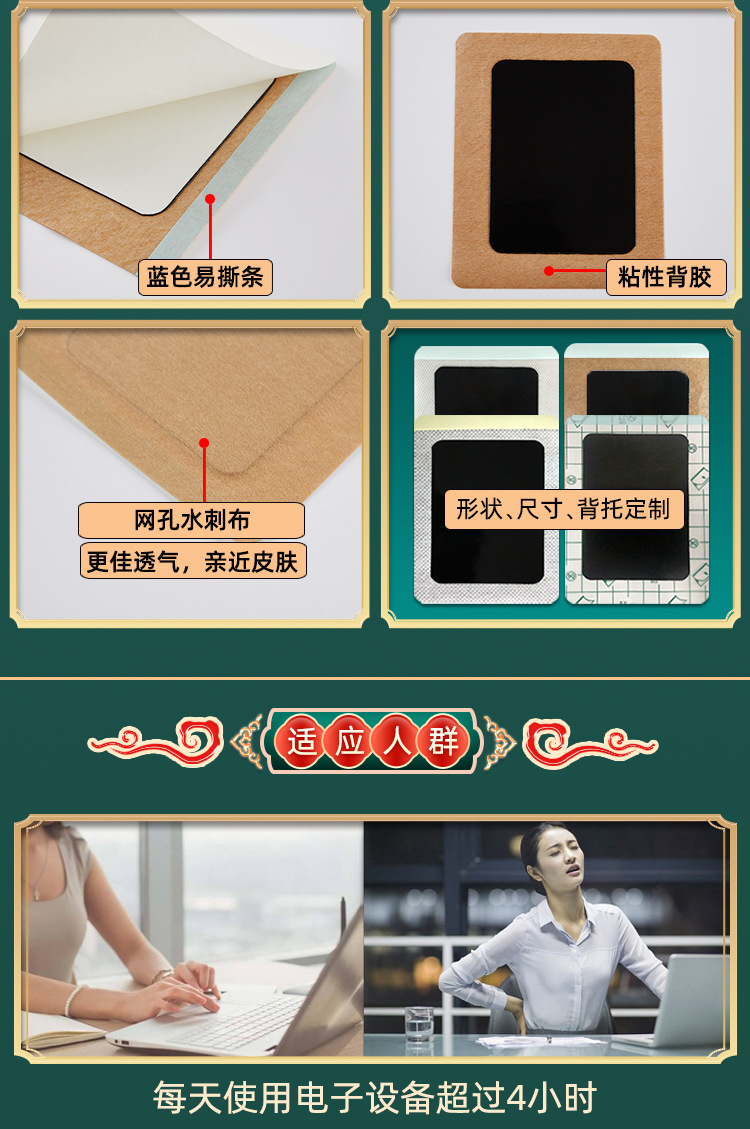 Miao Herbal Neck and Lumbar Patch Knee Joint Old Black Plaster External Use 6 Patches Per Box specifications