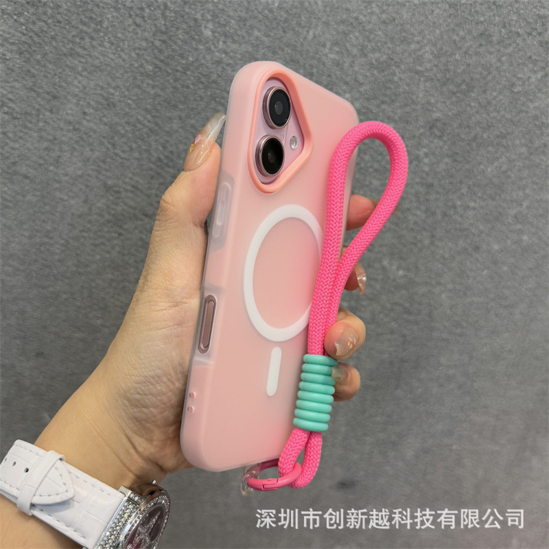 Apple 16promax ゼリー肌感触ツーインワン携帯電話ケース iPhone17 つや消し磁気吸引 15 ストラップカバーに適しています。|undefined
