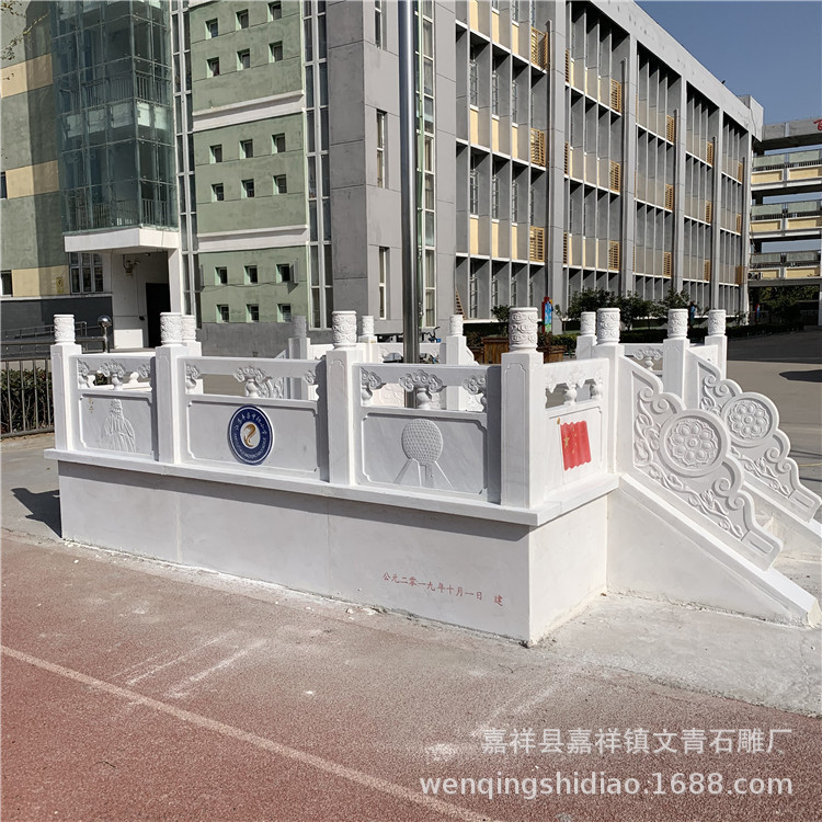 Perennial production of school square flag-raising table stone carving fence Wen Qing stone carving white marble guardrail white and clean color