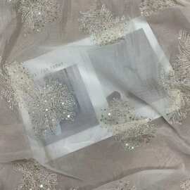 珠片烟花立体绣花炒色布料 春夏家纺汉服女装连衣裙面料 蕾丝花边